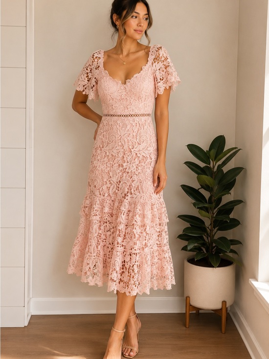 Lulus Dresses & Skirts - Lulus Blush Pink Lace Mermaid Midi Dress NWT Size Medium